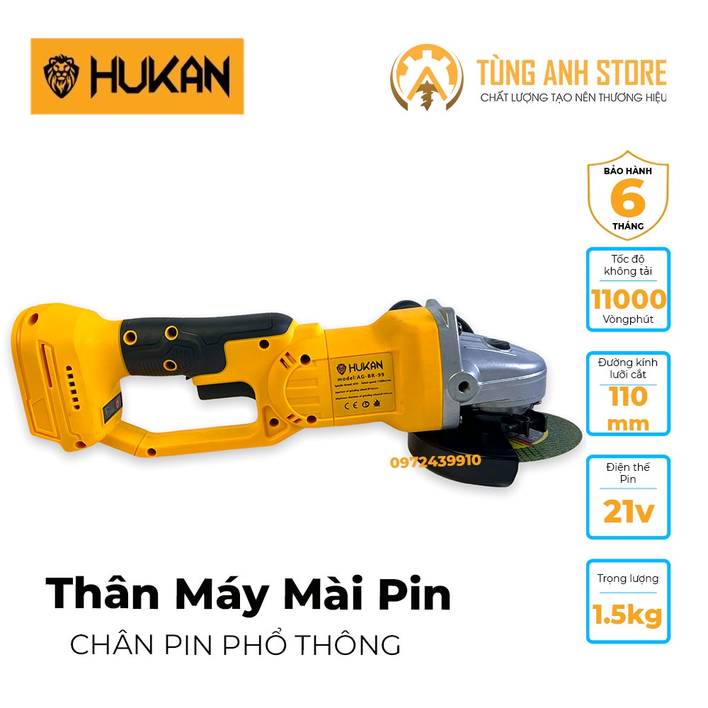 Thân máy cắt mài pin HUKAN AG-BR99 động cơ không chổi than chân pin phổ thông