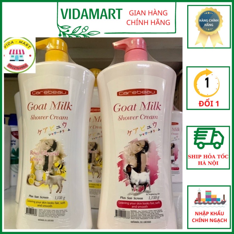 Sữa Tắm Dê Goat Milk 1000ML Thái Lan Dưỡng Trắng Da Hiệu Quả Và An Toàn (vidamart)