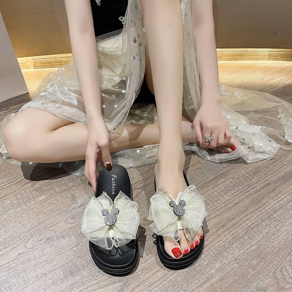 Dép Sandal Đế Mềm Chống Trượt Đính Nơ Thời Trang Dành Cho Nữ