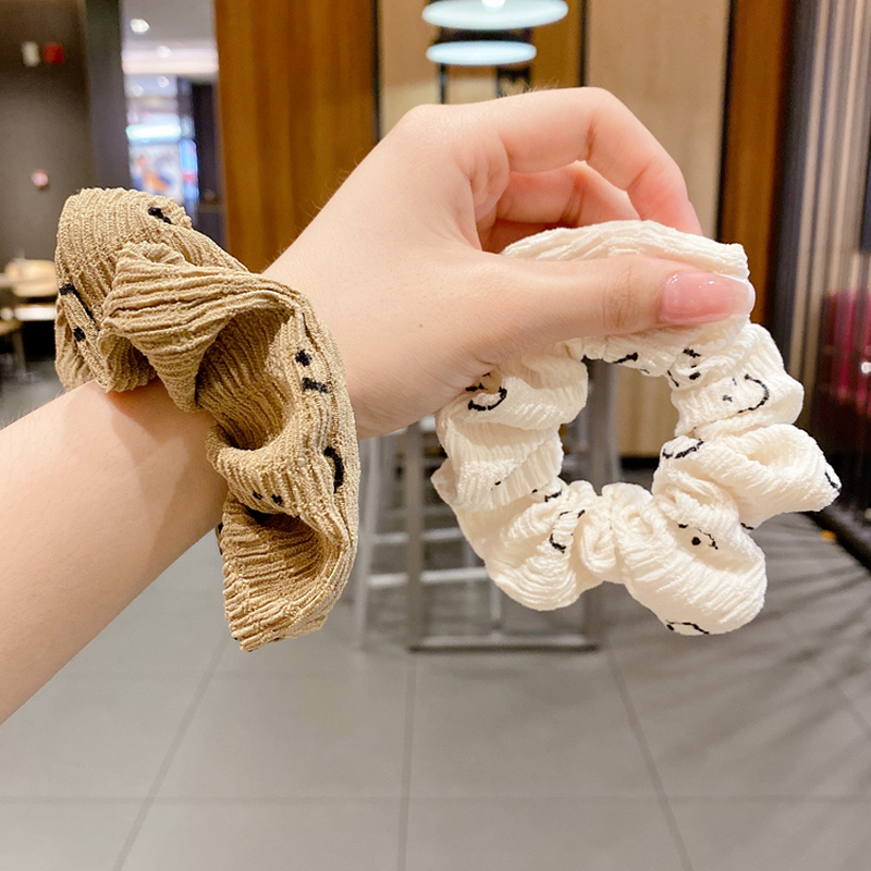 Dây Buộc Tóc Cỡ Lớn In Hình Mặt Cười Phong Cách Hàn Quốc Đơn Giản Thời Trang Mùa Hè Mới