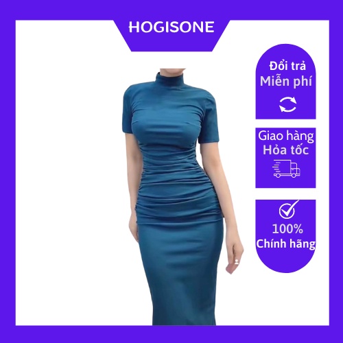 Váy Body Rúm Cổ Ba Phân Siêu Tôn Dáng HOGISONE (CD034)