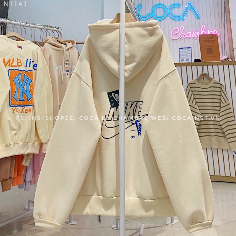 [N1141]🧡 Áo HOODIE nỉ bông dày mũ rộng thêu AIR form rộng (Có sẵn/ảnh thật) | BigBuy360 - bigbuy360.vn