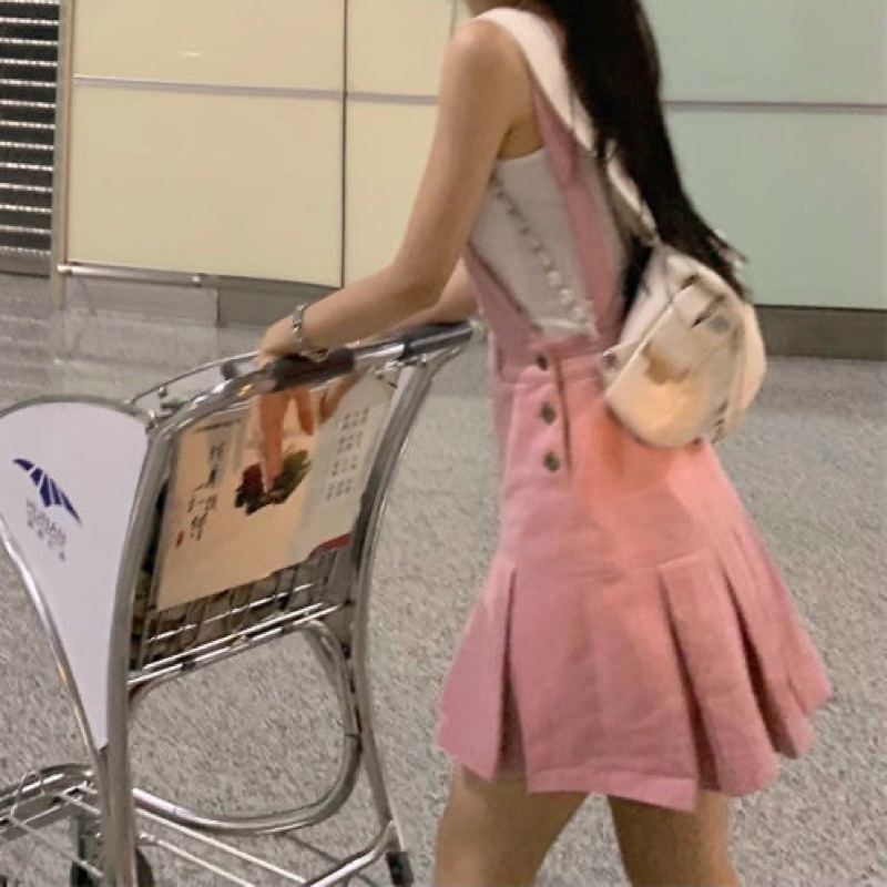 Yếm váy jean xếp li màu hồng ngọt ngào💓💓