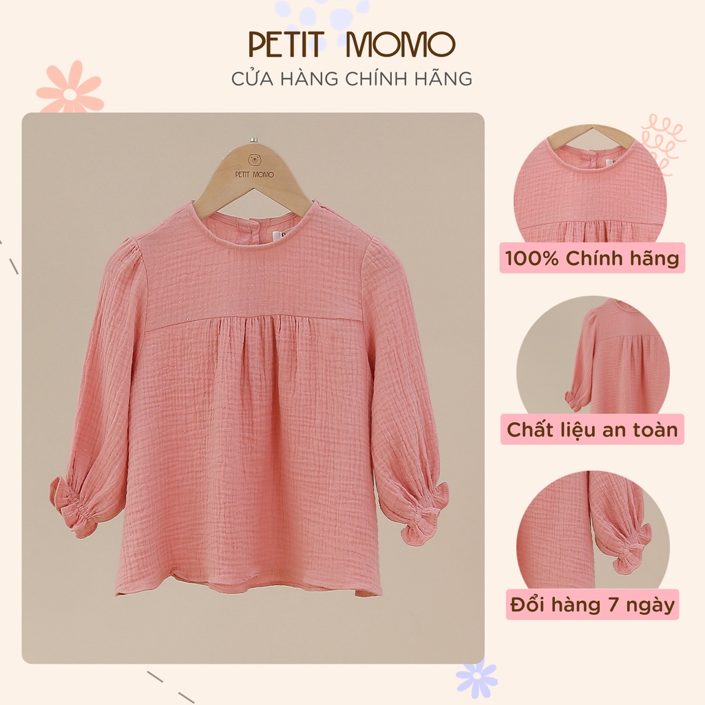 [Mã INCU20 giảm 20K đơn 150K] Áo Babydoll Bé Gái Dài Tay PETIT MOMO Vải Xô Mềm Mại Thoáng Mát Cho Bé Từ 1-6 Tuổi H038