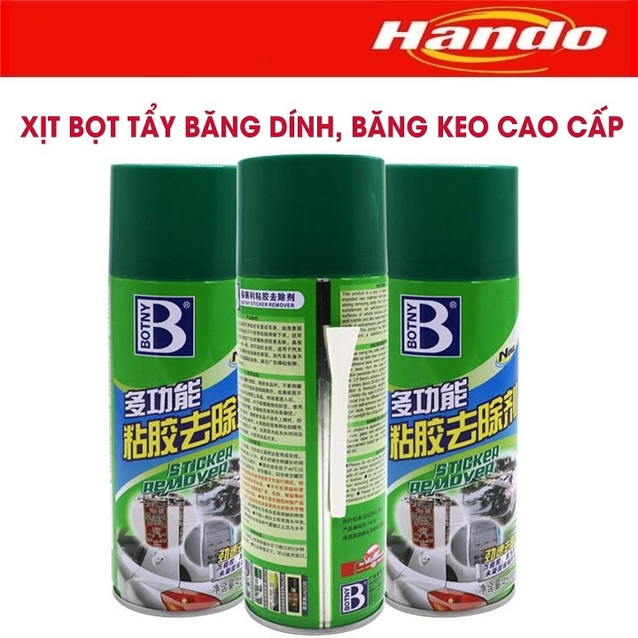 Chai xịt tẩy keo dán BOTNY Sticker Remover 450ml, tẩy vết keo, vết dán decal trên mọi bề mặt