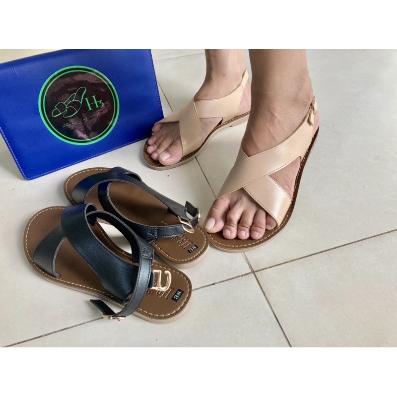 H3Shoes - Sandal đế bệt quai ngang, Bích hậu, bản to , đế TPR