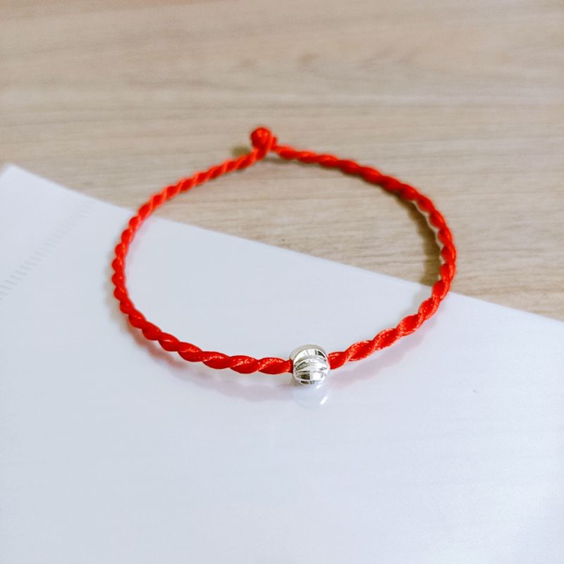 Vòng tay chỉ đỏ may mắn bi bạc ta 6mm