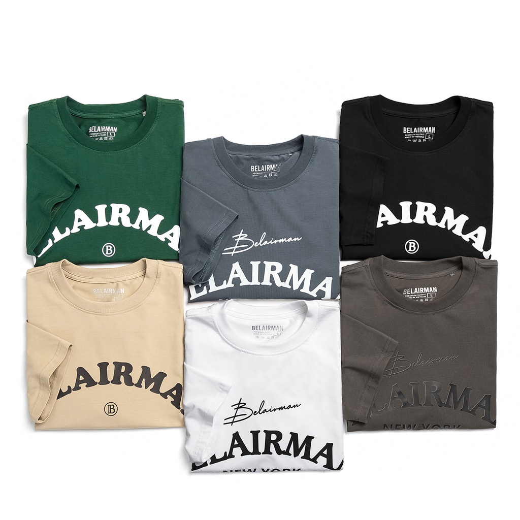 Áo thun in tay ngắn nam nữ cổ tròn vải Cotton trơn dày dặn, nhiều màu ATTR0057 - BELAIRMAN