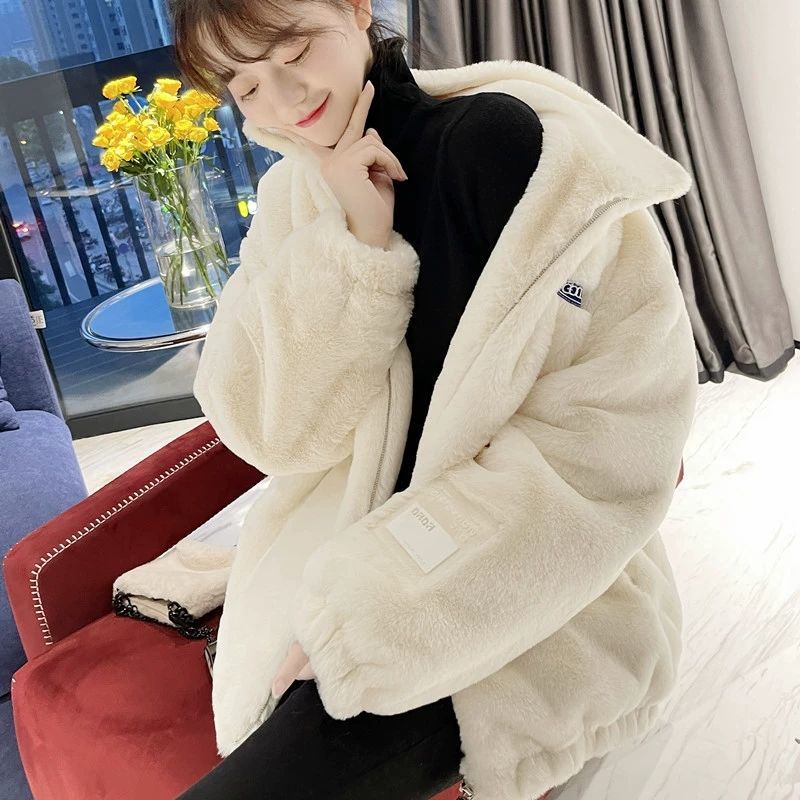 [Khuyến mãi và polite] Áo khoác cotton đệm len lông cừu dày dáng rộng giữ ấm mùa đông GUANGZHOU