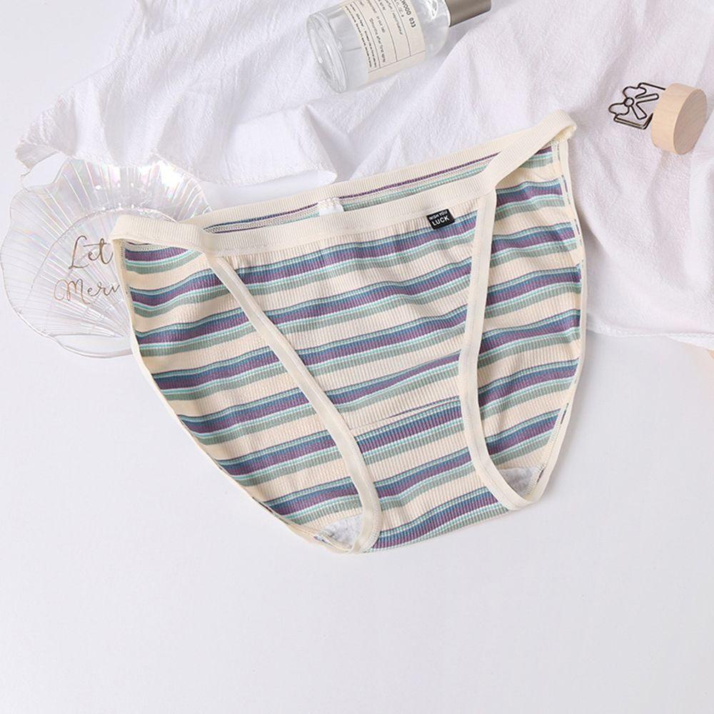 Mocho Quần Lót cotton Lưng Thấp Họa Tiết Kẻ Sọc Ngọt Ngào Dễ Thương Cho Bạn Gái