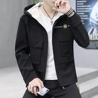 Áo Khoác Kaki Nam Cao Cấp Túi Hộp chữ M Có Mũ (Hai Màu)-hfashion.vn