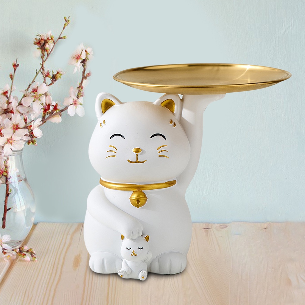 Khay đựng tượng hình chú mèo dễ thương dùng trang trí nhà cửa