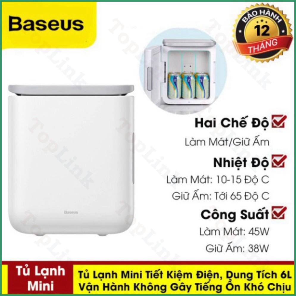 [TopLink] Tủ Lạnh Mini Baseus Dung Tích 6l, Hai Chế Độ Làm Lạnh Và Giữ Ấm, Dùng Trên Xe Hơi, Cho Gia Đình, Văn Phòng, Ký