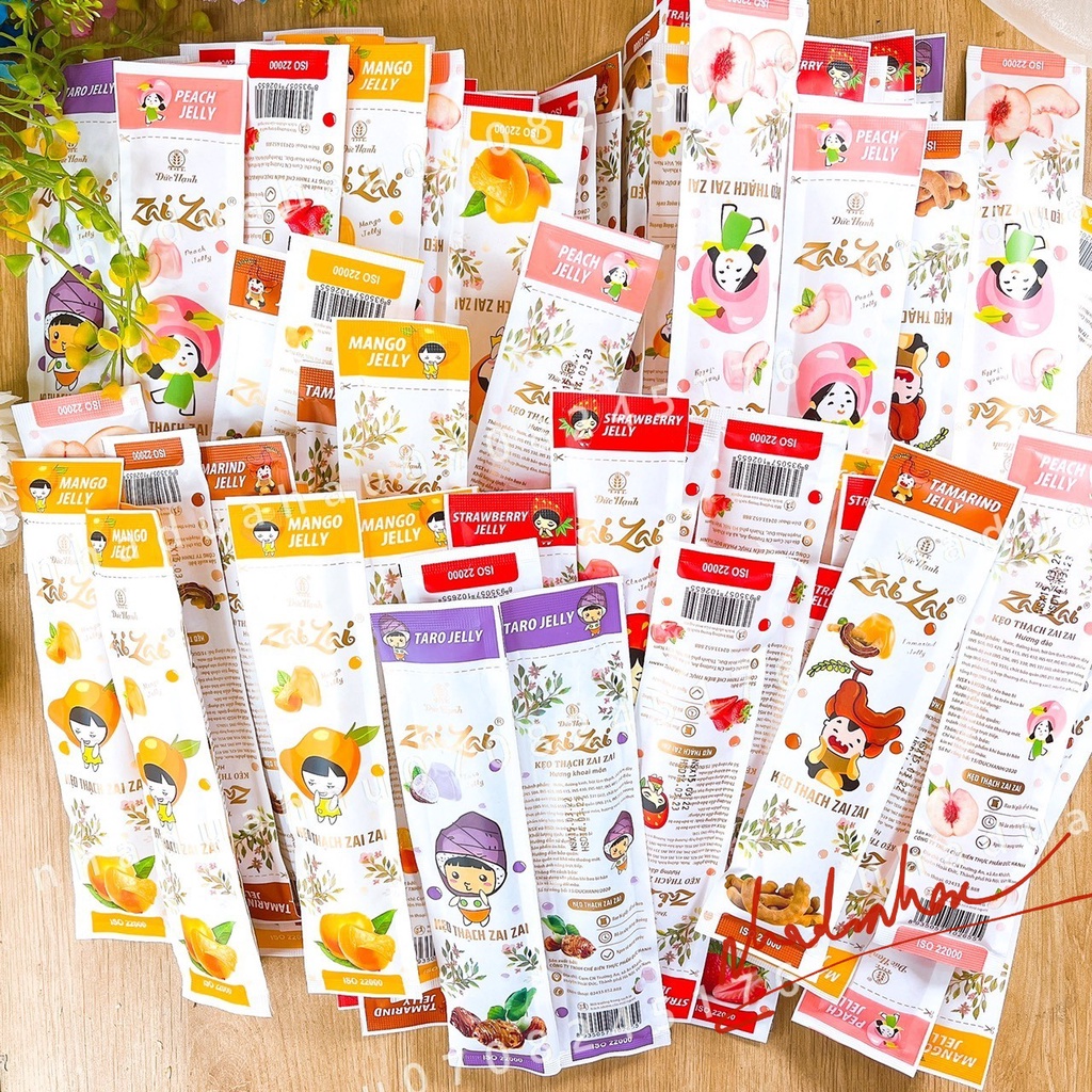 Một ký kẹo thạch ZaiZai mix 5 vị dâu/đào/me/khoai môn/xoài hàng cty VN chất lượng cao bao ngon