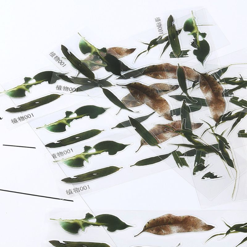 Bộ 16 miếng dán đổ epoxy resin pha lê vẽ hình cá vàng / bèo / chiếc lá 3D