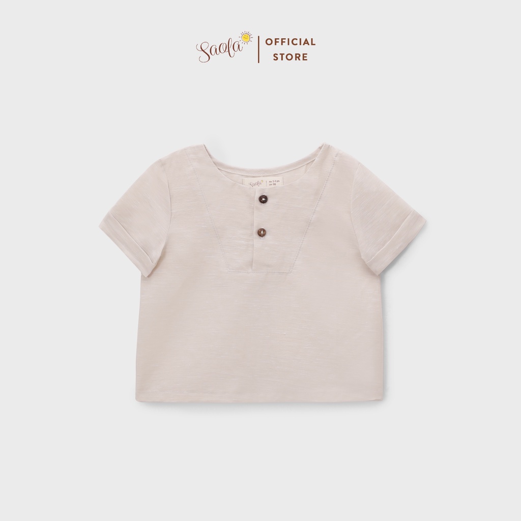 Áo Đi Học Cho Bé Trai Áo Sơ Mi Cổ Tròn Tay Ngắn Chất Linen Cho Bé Từ 9-25Kg - VENTI SHIRT - TOL006 - SAOLA KIDS CLOTHING