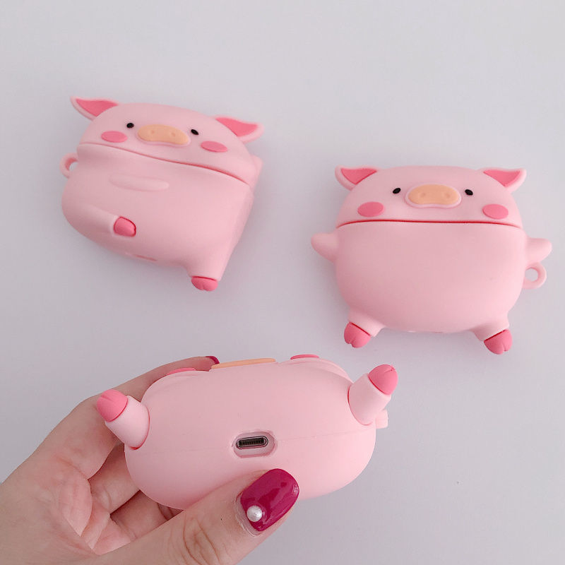 Vỏ Hộp Bảo Vệ Cho Tai Nghe Airpods 1 / 2 / Pro Hình Heo Xinh Xắn