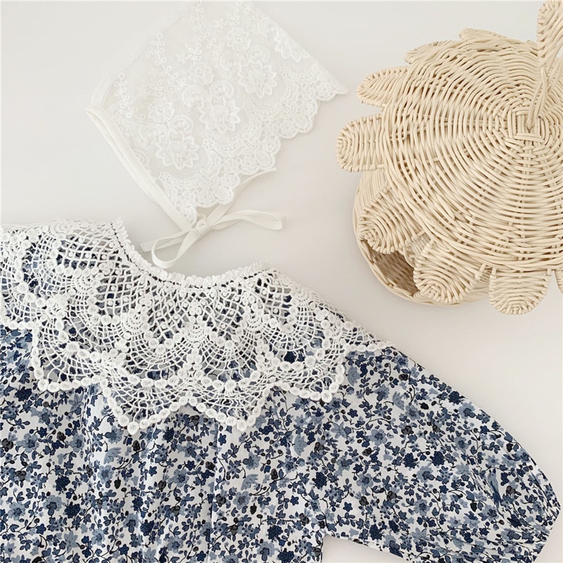 Mũ Bonnet Ren Hoa Bằng Cotton Thoáng Khí Làm Phụ Kiện Chụp Ảnh Cho Bé Gái