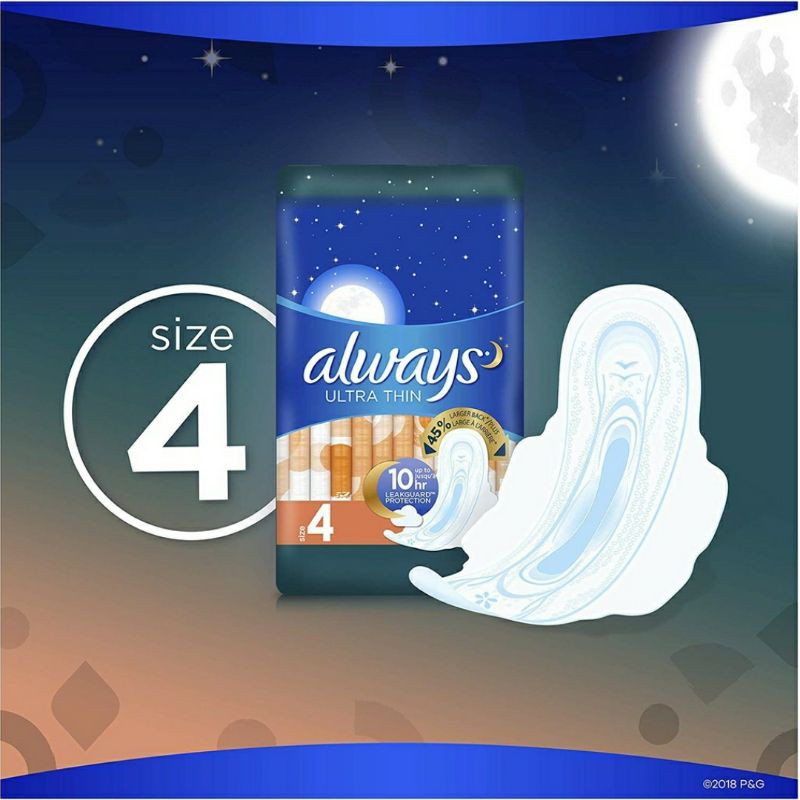 Băng vệ sinh always ultra thin 38 miếng over night size 4 - ảnh sản phẩm 7