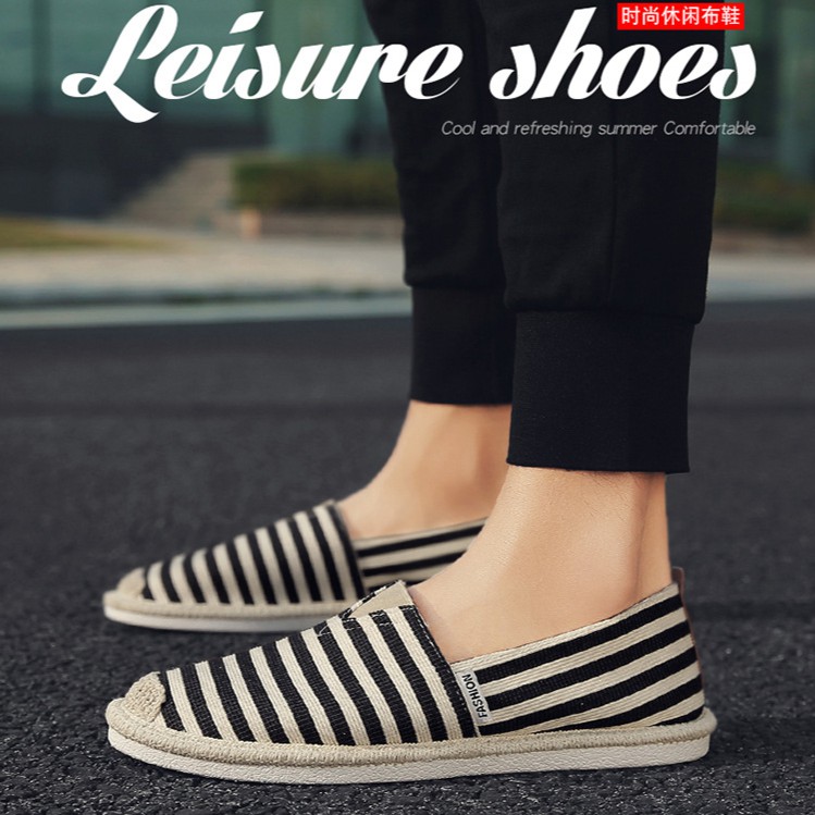 Slip on nam - Giày lười vải nam cao cấp - 4 màu sọc đen, xanh, vàng/đen & đỏ/đen - Mã SP 2906 | BigBuy360 - bigbuy360.vn