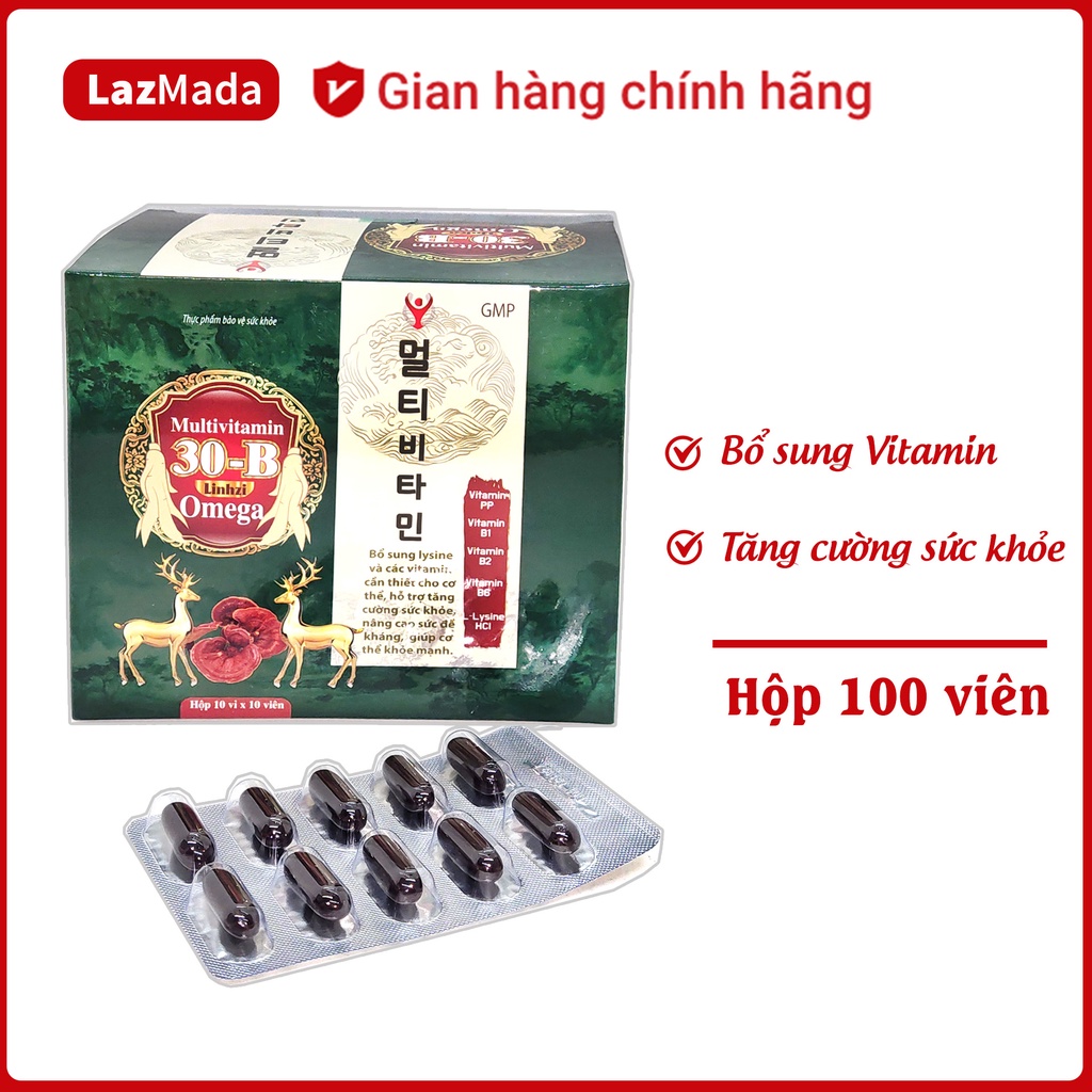Viên uống Multivitamin 30B Linhzi Omega - Giúp tăng cường sức đề kháng, giảm mệt mỏi - Bổ sung vitamin và khoáng chất