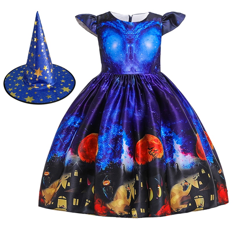 Set trang phục hóa trang halloween MQATZ gồm đầm công chúa ma kèm nón cho bé gái 2-10 tuổi