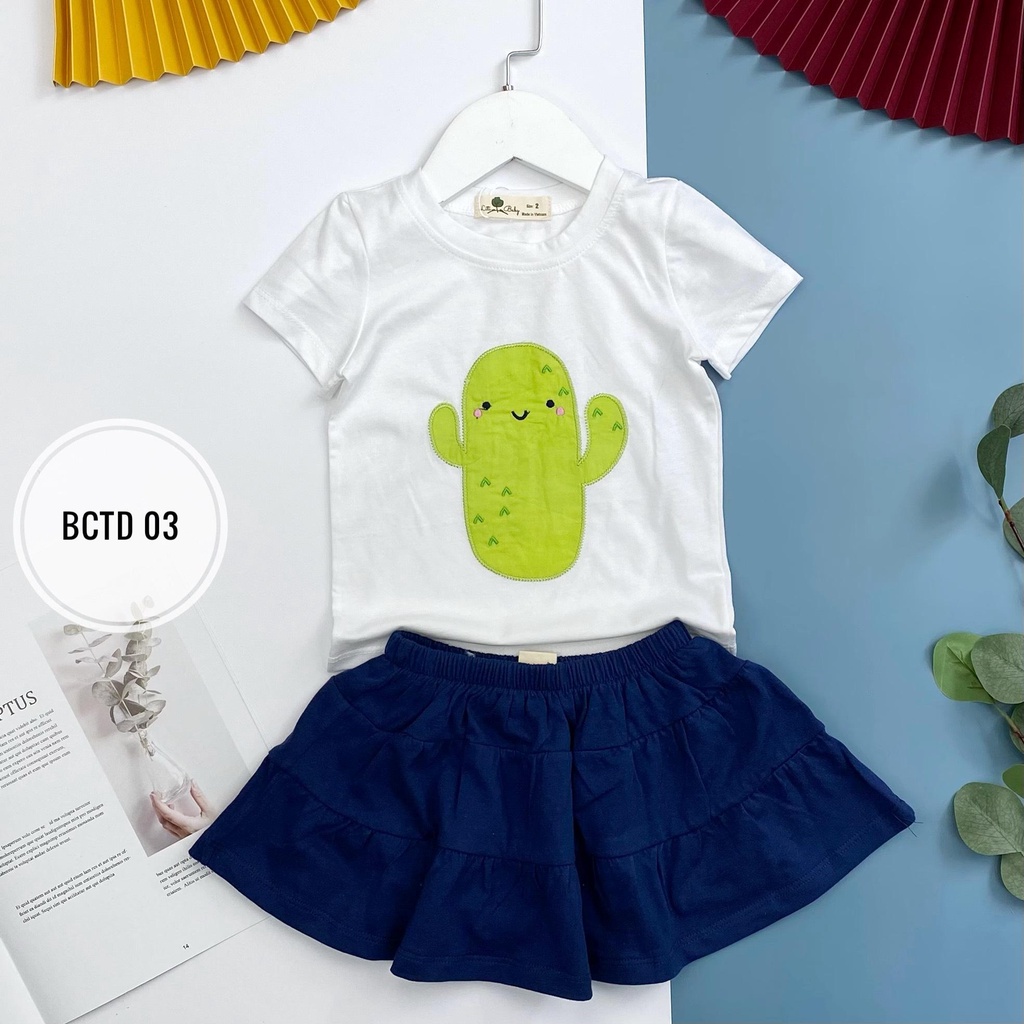 Bộ bé gái chân váy áo thêu đáp LITIBABY size 2/10