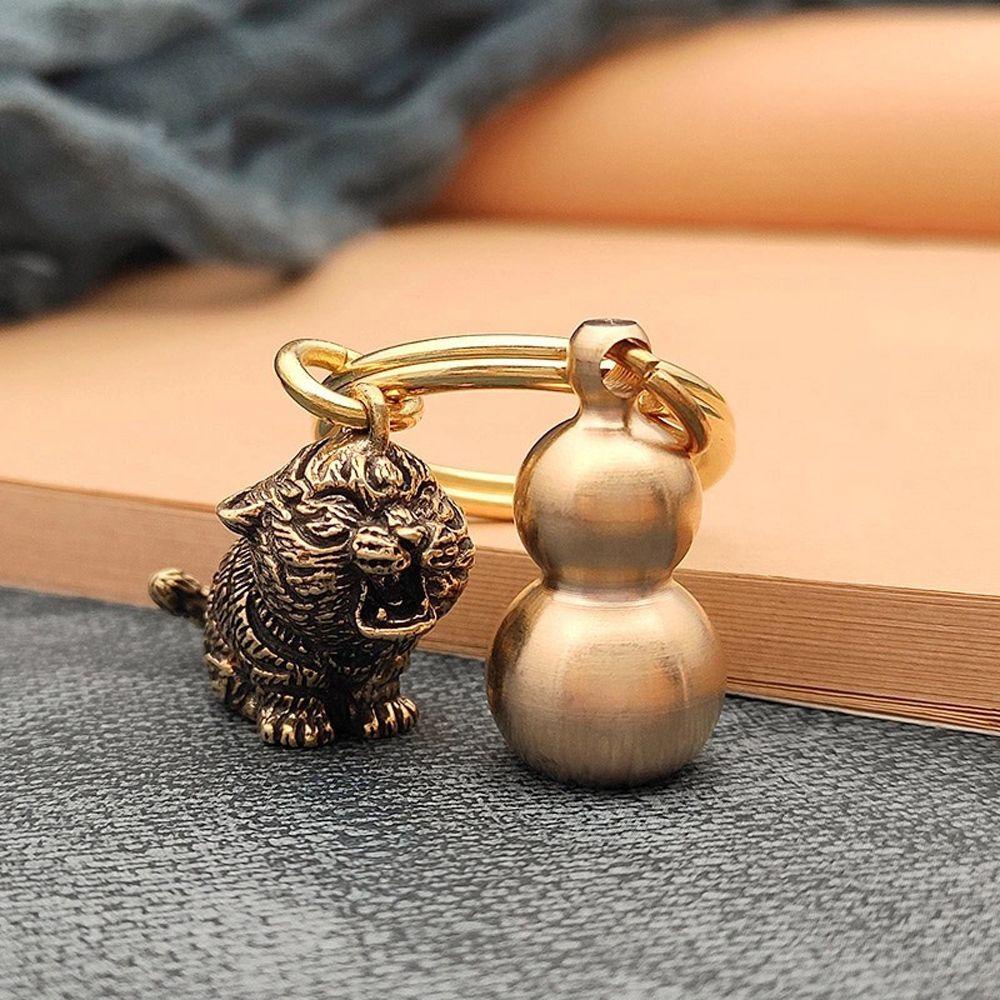 1 Móc Khóa Hình Hổ Bằng Đồng Thau Cứng Phong Cách Vintage