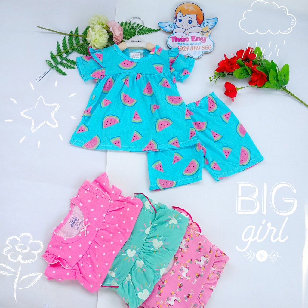 Bộ đồ bé gái VNXK 💞 Bộ cotton cộc tay bé gái bánh bèo babydoll tiểu thư bozip xuất dư