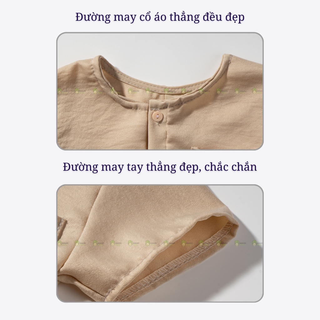 [KÈM MŨ] Set Bộ Thô Đũi Trơn Bé Trai Cúc Ngực Quần Kẻ, Bộ Quần Áo Cho Bé Mặc Đi Chơi CK21
