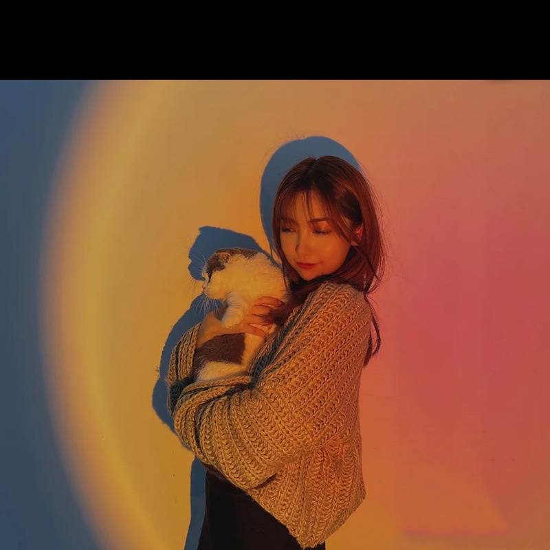 Đèn led rgb chiếu cảnh hoàng hôn / 16 màu, Tai mèo, tạo không khí hoàng hôn