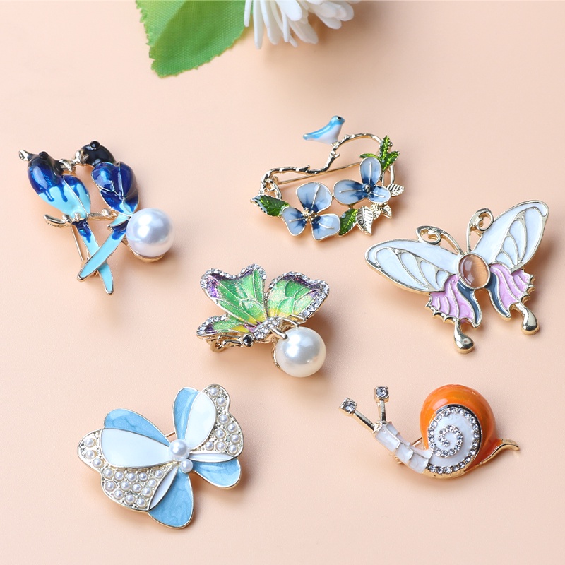 Trâm Cài Áo Hình Côn Trùng/Chim Ốc Sên Tráng Men Quà Tặng Cho Bạn Bè