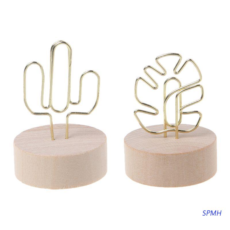 Giá Đỡ Kẹp Ảnh/Hình/Giấy Ghi Chú Đế Gỗ Tròn Để Bàn Trang Trí Tiệc Cưới