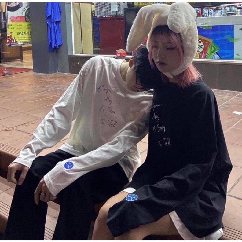 Áo thun dài tay SADBOIZ  SADSTORY LONG SLEEVE mặt xanh in hai mặt thêu tay  unisex form rộng chất da cá dày