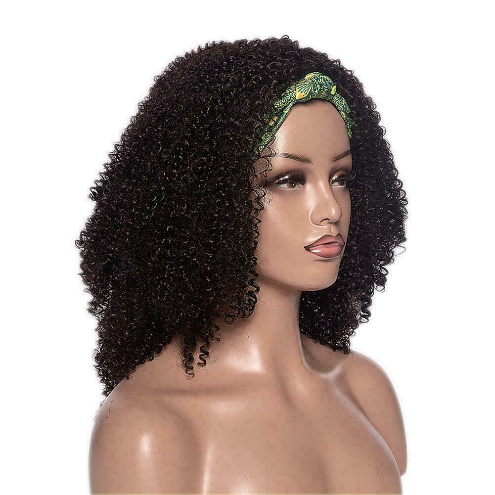 Headband Wig Afro Kinky Curly Short Hair Headwrap Black Wig Turban For Women R8S7