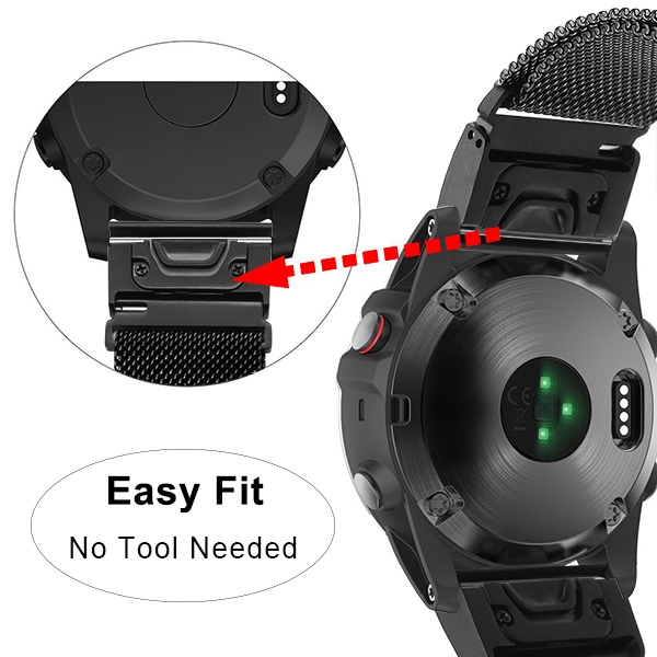 Milanese Watchband for Garmin Fenix 3/HR/5X/5S Plus fenix6 20 22 26mm Quick fit Straps Quick Release Band Magnet Strap