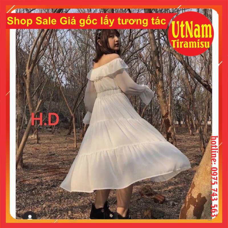 Váy Tiểu Thư Trắng Trễ Vai Hoặc Cổ Vuông Vintage ❤ Đầm Xòe 2 Lớp có lót trong Mặc Nhiều Kiểu giá rẻ👗 Maxi dáng dài | BigBuy360 - bigbuy360.vn