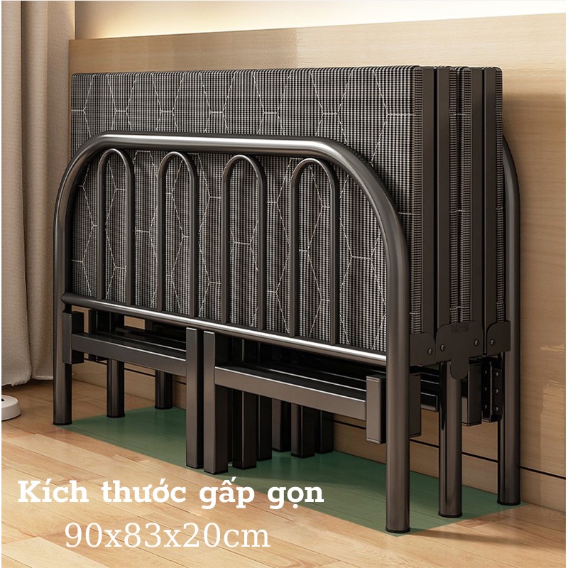 Giường gấp thông minh gấp gọn dùng gia đình, văn phòng, giường ngủ khung thép sơn tĩnh điện đệm 4 lớp bibi shop