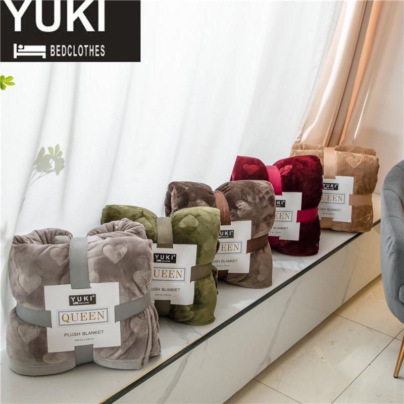 CHĂN LÔNG THỎ NHÂN TẠO YUKI QUEEN HOẠ TIẾT TRÁI TIM DẬP CHÌM NẶNG 3,6KG