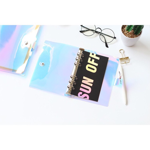 Bìa sổ còng nhựa DẺO màu hologam siêu đẹp A5 A6 - Bullet journal planner
