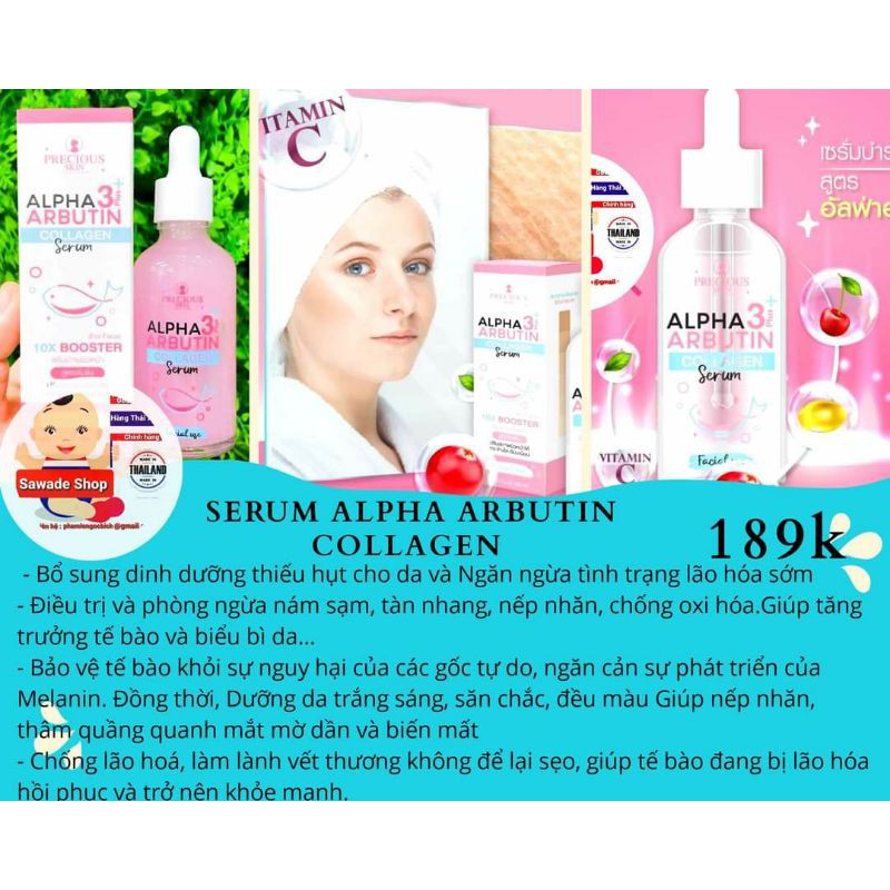 SERUM ALPHA ARBUTIN COLLAGEN✨ 🔻Serum Collagen Tươi ALPHA ARBUTIN 3+ Plus_SẢN PHẨM THÁI LAN_ CÓ BILL CHÍNH HÃNG