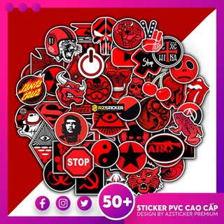 [Set 50+] Sticker Black & Red | Chất Liệu PVC 5 Lớp Chống Nước, Chống Bay Màu | Trang Trí Đồ Dùng Cá Nhân STK131-50