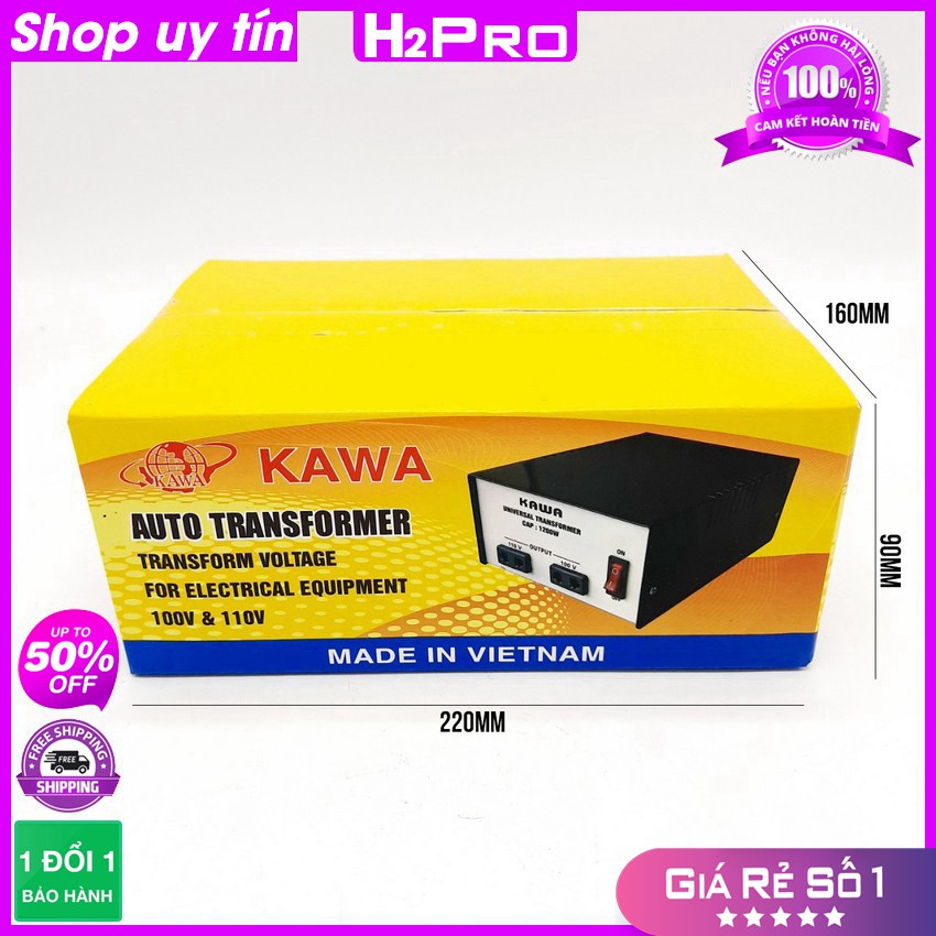 Đổi Nguồn 220V Sang 110V-100V 1200W Kawa, Biến Áp 220V Ra 110V Cao Cấp-Dùng Cho Máy Dưới 900W-H2Pro Audio