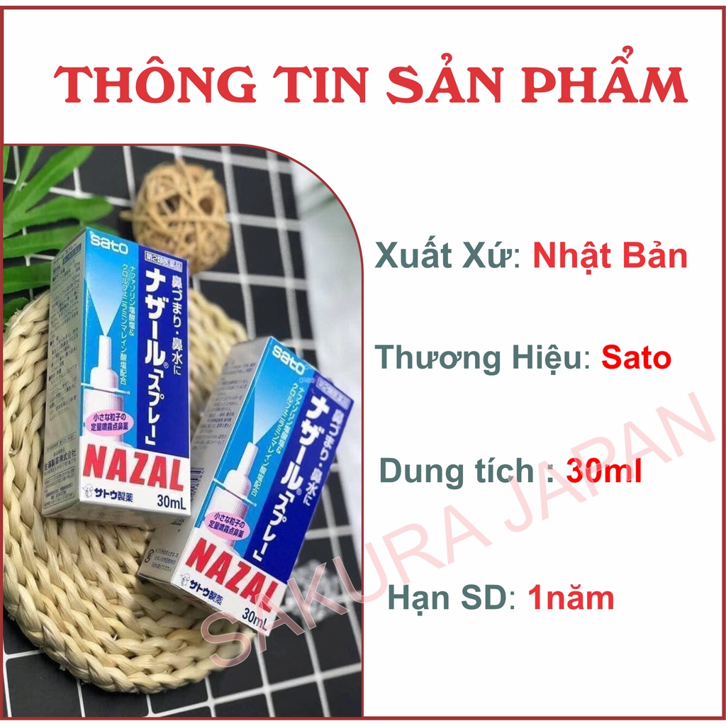 [Hàng Nội Địa] Xịt mũi Nazal Nhật Bản 30ml - Xịt Ngạt Mũi, Sổ Mũi, Xoang