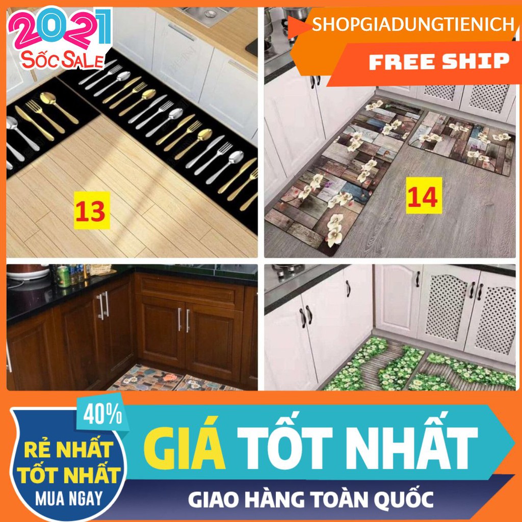 Thanh lý bộ 2 thảm bếp chống trơn 3D