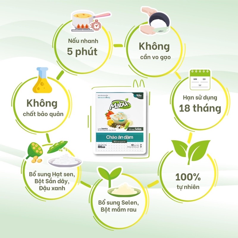 BỘT/ CHÁO NẤU ĂN DẶM MABU 400g (phù hợp ăn dặm truyền thống, kiểu Nhật, tập xúc)