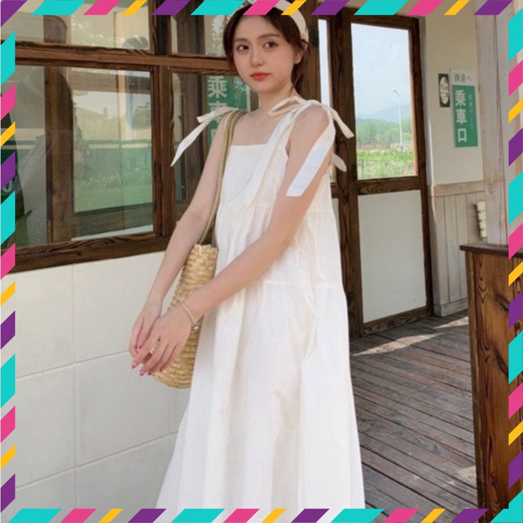 Đầm Nữ, Váy Nữ Babydoll 2 Dây Thắt Nơ Dáng Dài 3 Tầng Siêu Xinh | BigBuy360 - bigbuy360.vn