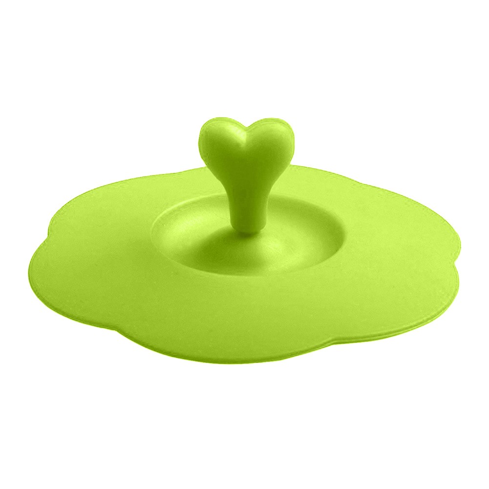 Nắp đậy cốc nước bằng silicon chống thấm nước có tay cầm hình trái tim 10.5 cm