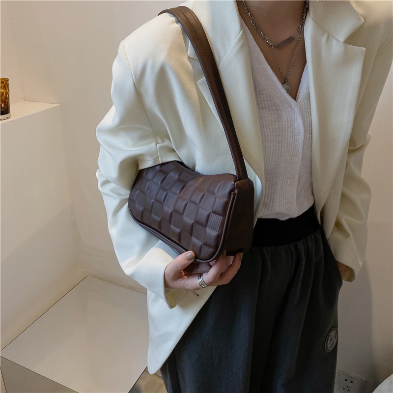 Túi Xách Da PU Kẹp Nách Màu Nâu / Đen / Xanh Dương Chống Thấm Nước Thời Trang Công Sở Cho Bạn Gái