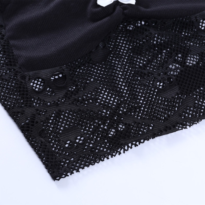 Áo croptop hai dây cổ chữ V phối bèo phong cách Harajuku quyến rũ cho nữ độc đáo